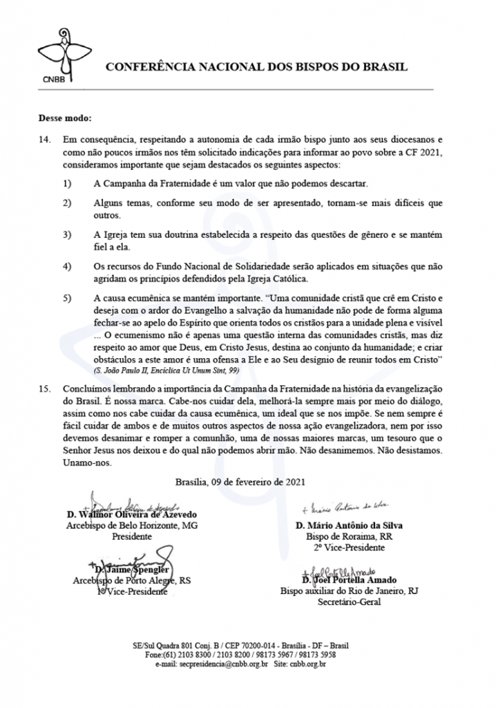 026 Da Presidencia da CNBB aos Brasileiros sobre a CFE 2021 1 718x1024