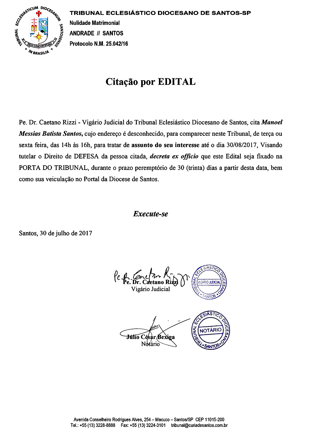 Citacao por Edital Manoel Messias Batista Santos 30 07 2017