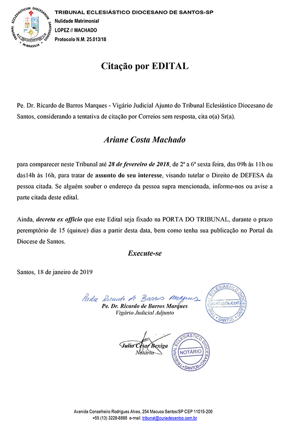 Citaçao por edital Ariane Costa Machado 18 01 2019