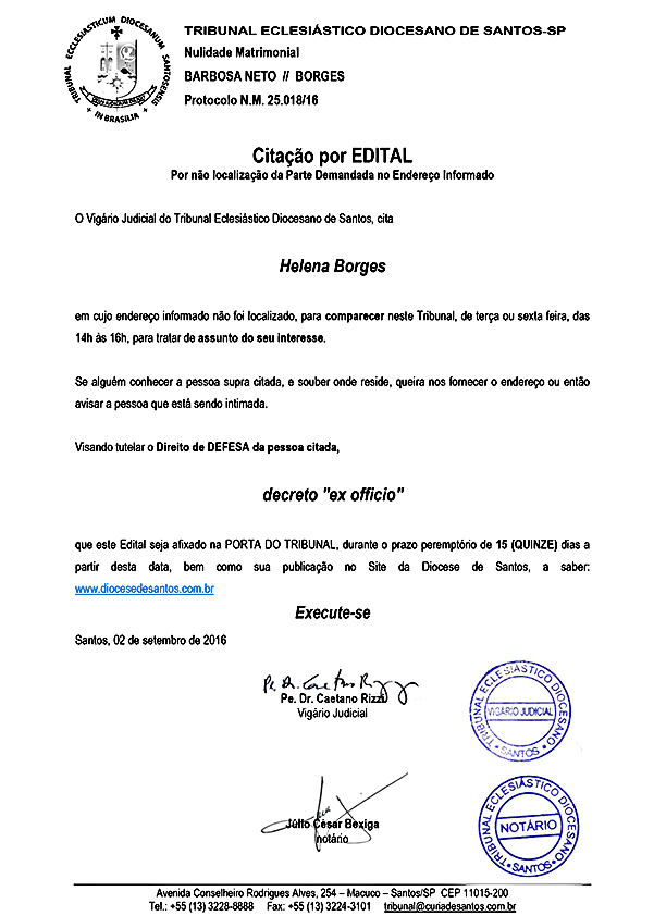 Citação por Edital Helena Borges 02 09 2016