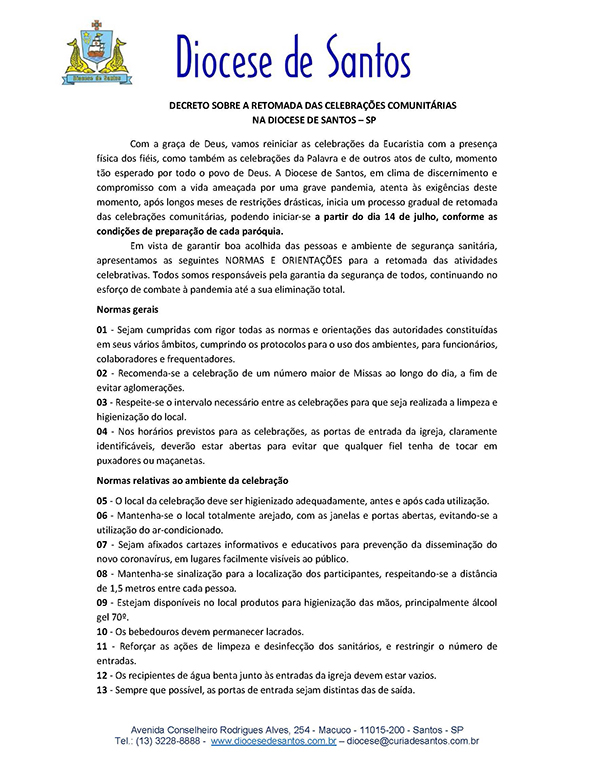 Decreto de retomada das celebrações com o povo Página 1 1